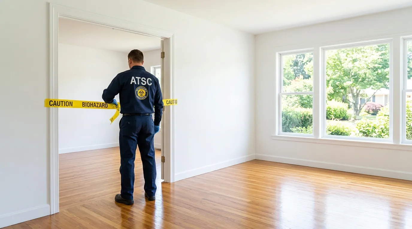 Certified biohazard cleanup crew performing Decomposition Cleanup in Union City